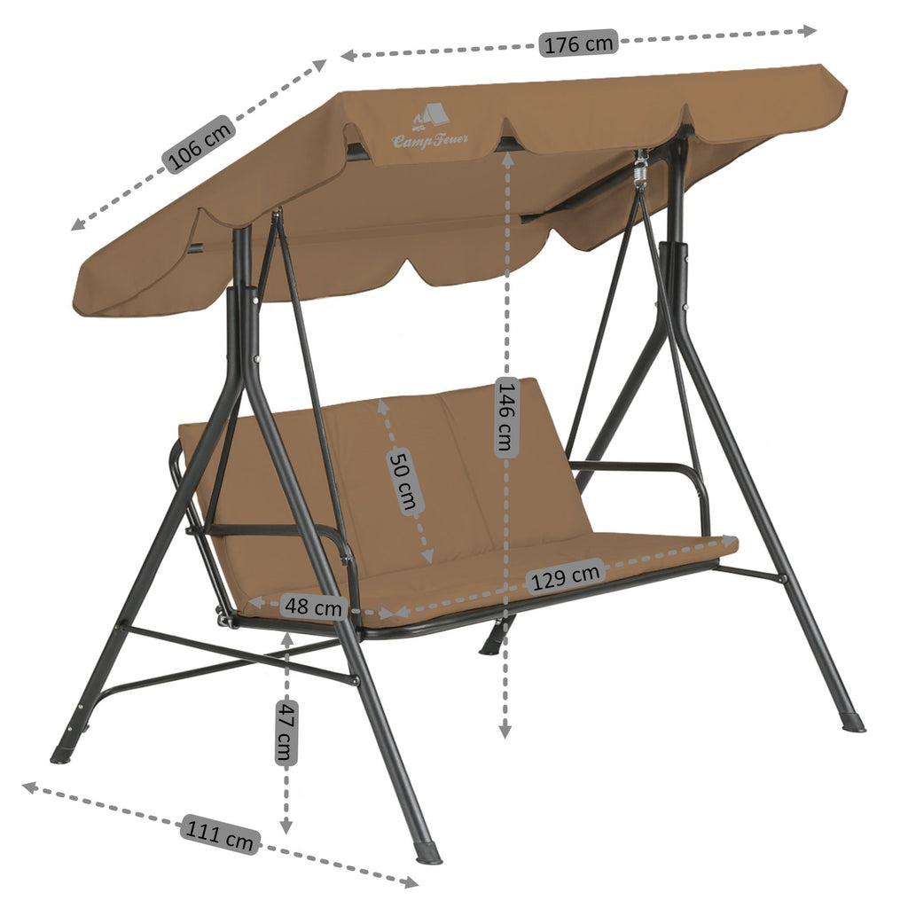 Hollywood swing, load capacity up to 250 kg, including sunshade.
