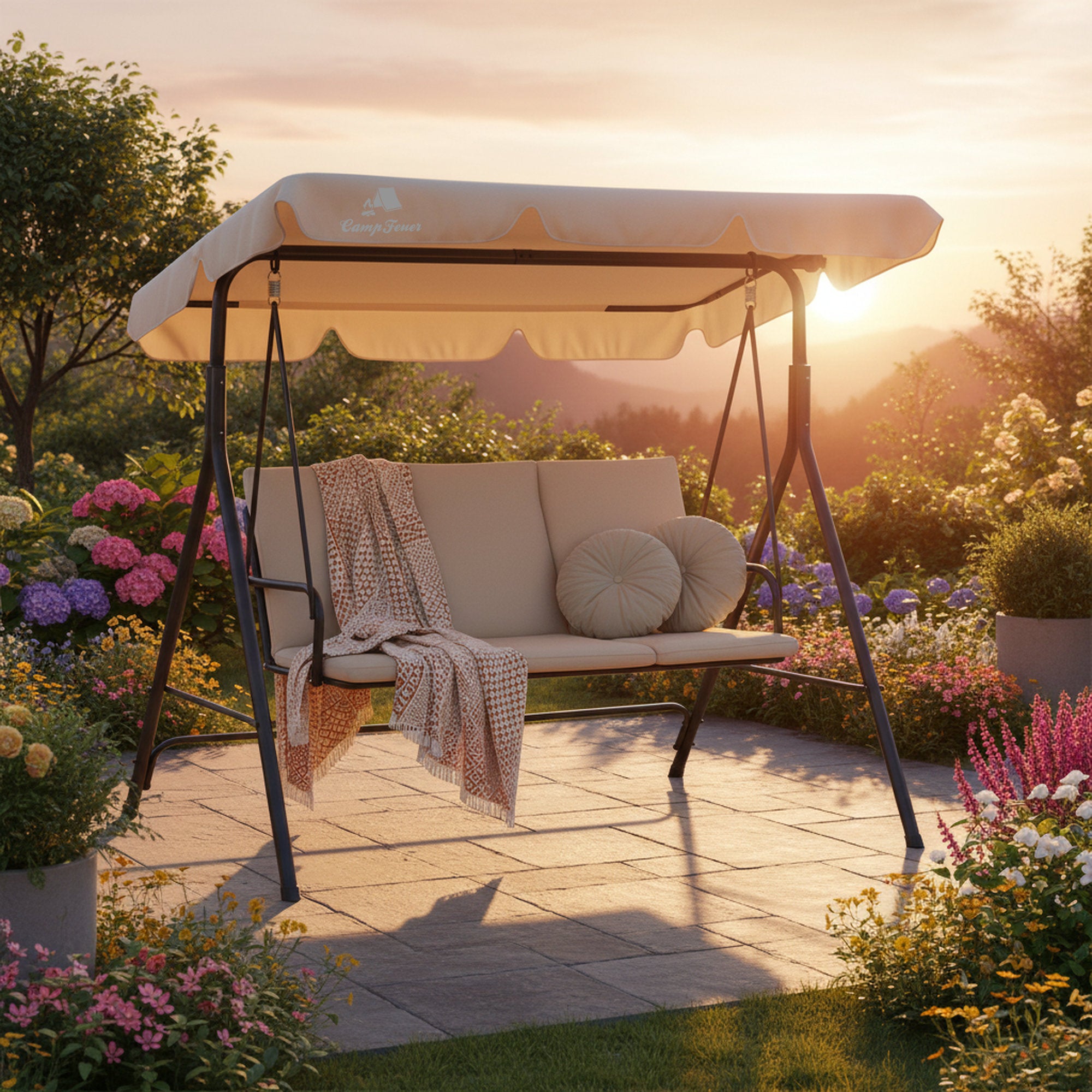 Hollywood swing, load capacity up to 250 kg, including sunshade.