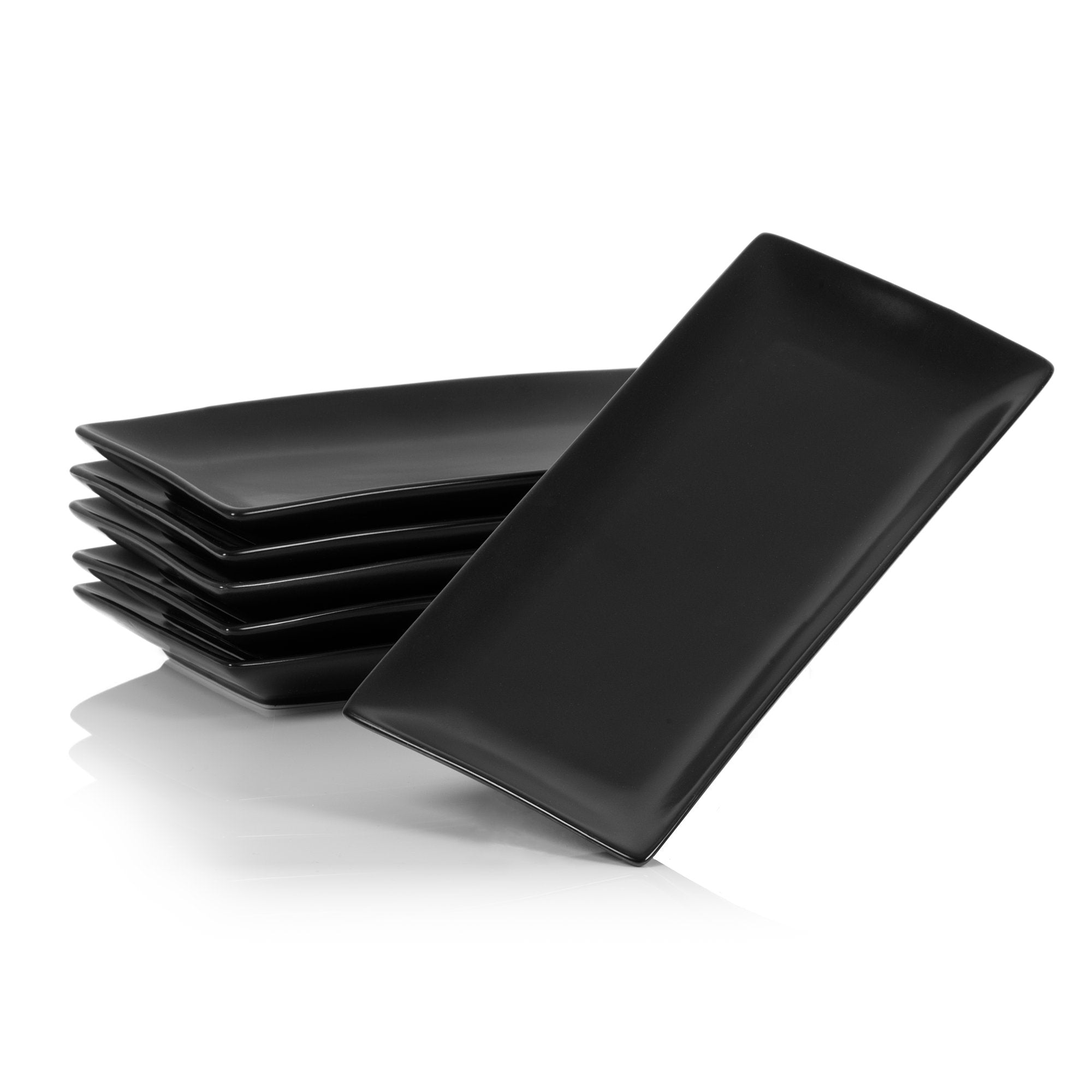 Serving plate set, 6-piece, 24.5 x 12 x 2 cm, black