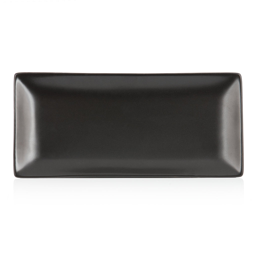 Serving plate set, 6-piece, 24.5 x 12 x 2 cm, black