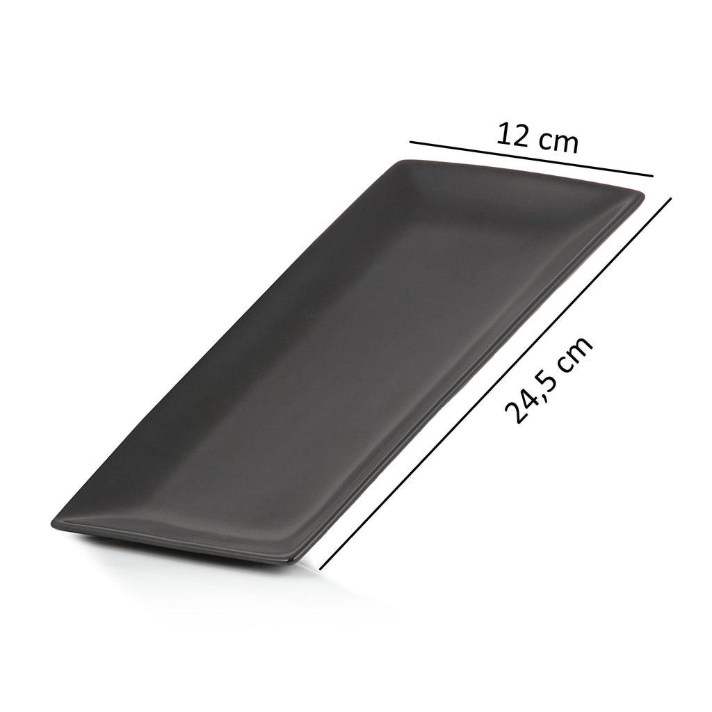 Serving plate set, 6-piece, 24.5 x 12 x 2 cm, black
