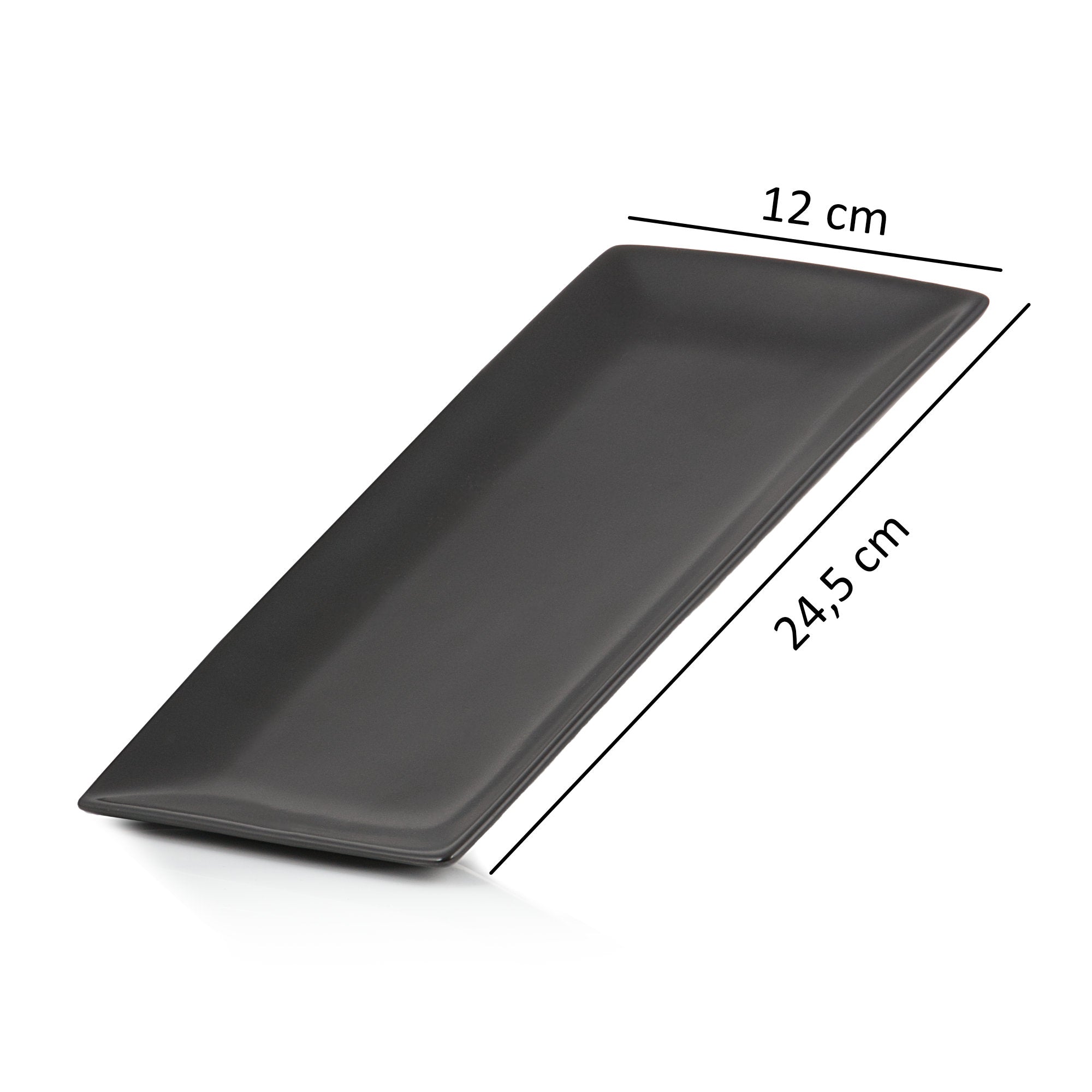 Serving plate set, 6-piece, 24.5 x 12 x 2 cm, black