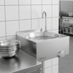 Lavabo en acier inoxydable à commande au genou pour fixation murale