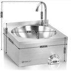 Lavabo en acier inoxydable à commande au genou pour fixation murale
