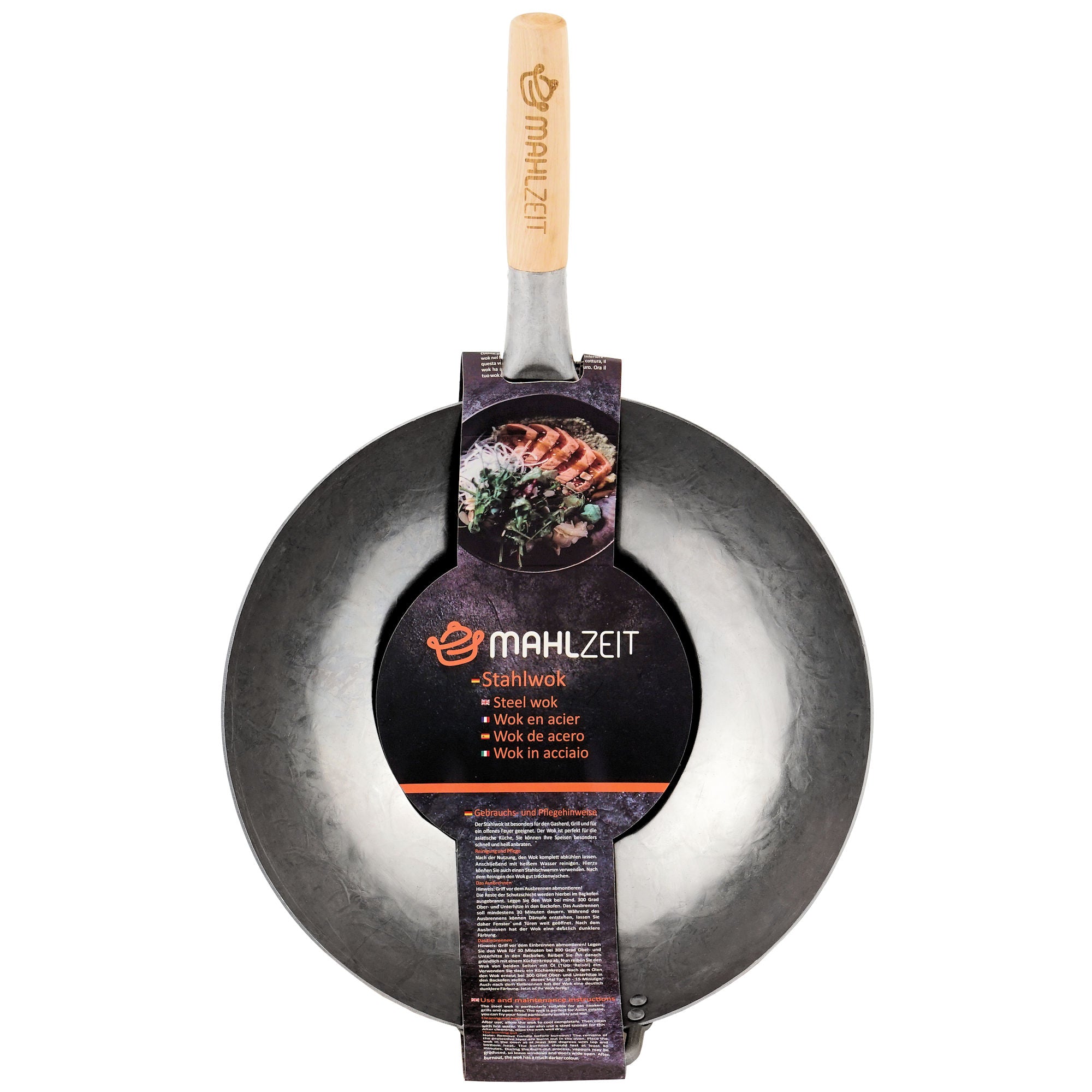 Wok Pfanne, Ø 35 cm, Stahl, mit rundem Boden