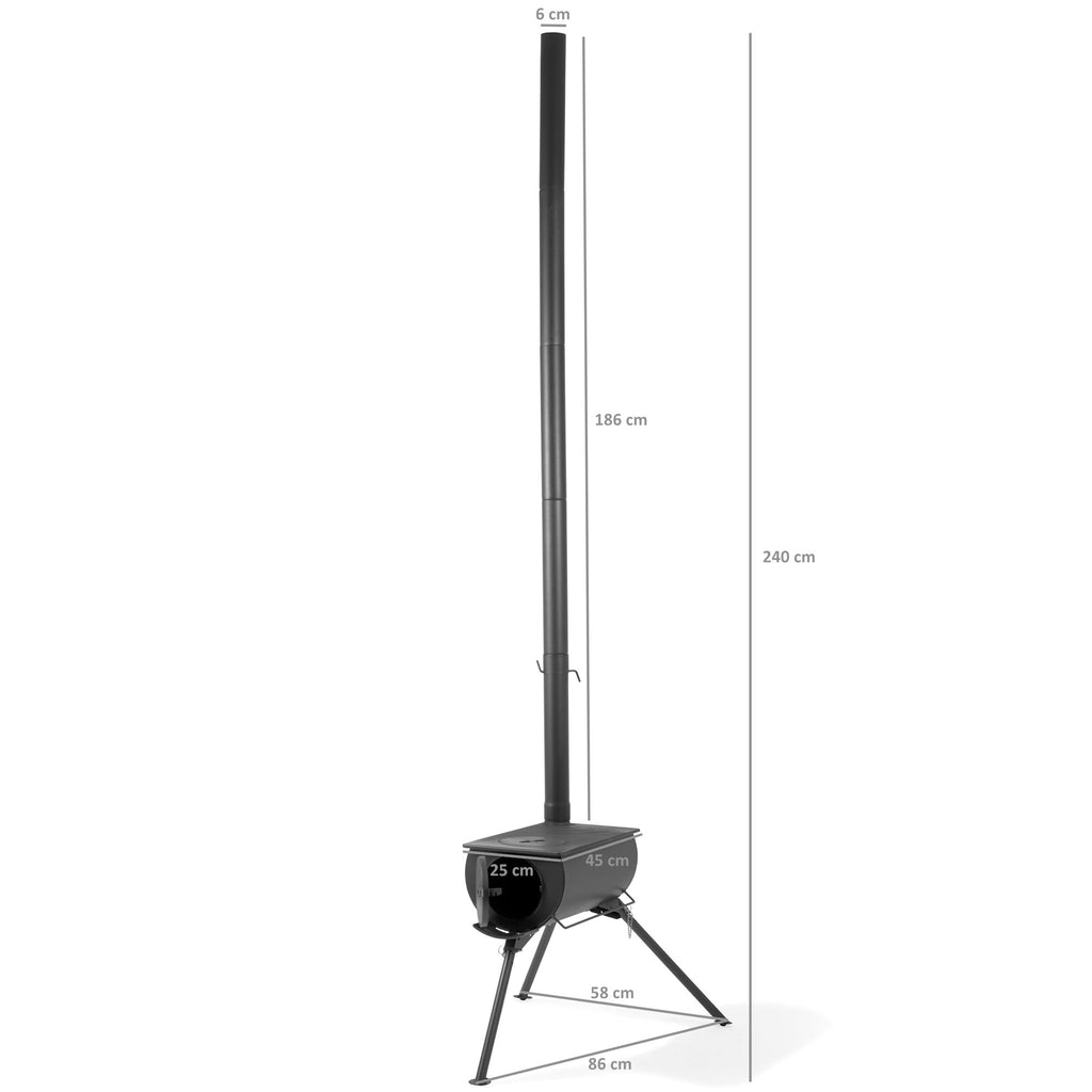 Tent stove, 58 x 86 x 240 cm