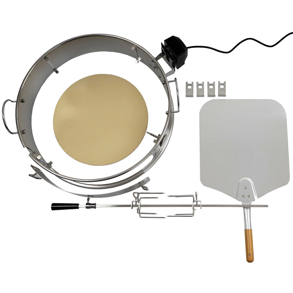 Ensemble d'anneaux à pizza avec brochette pour barbecue à charbon de bois de Ø 57 cm