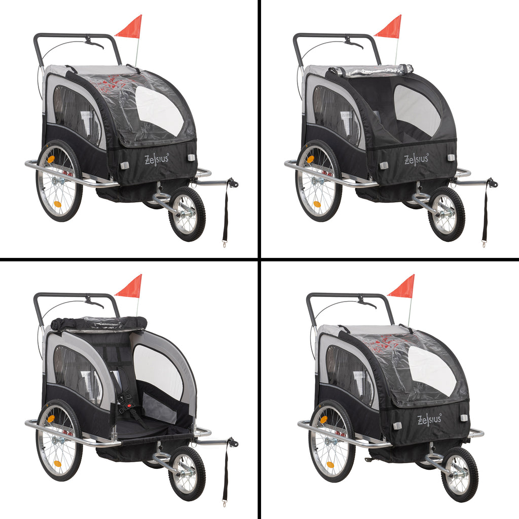2-in-1 bicycle trailer, trailer with jogging function
