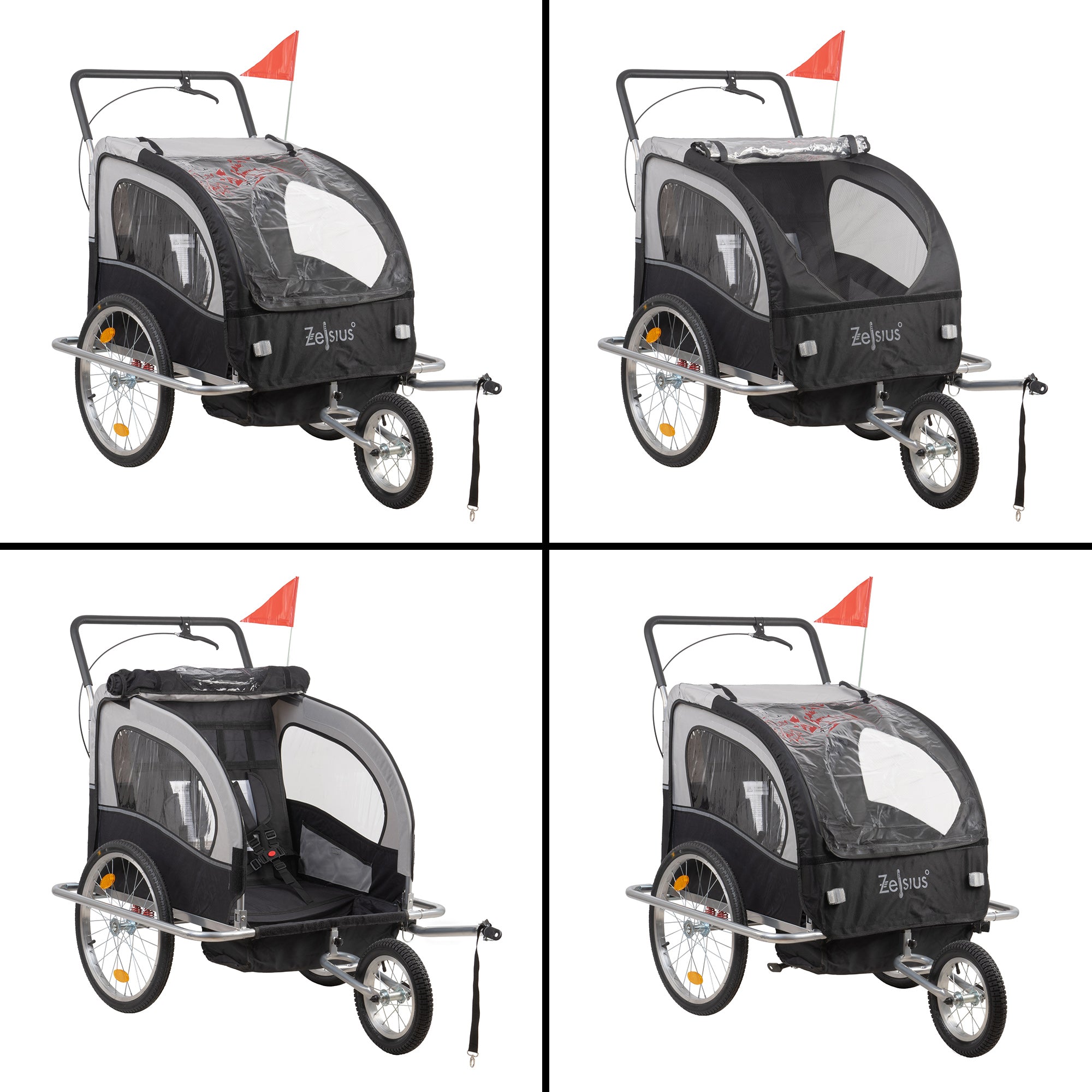 2-in-1 bicycle trailer, trailer with jogging function