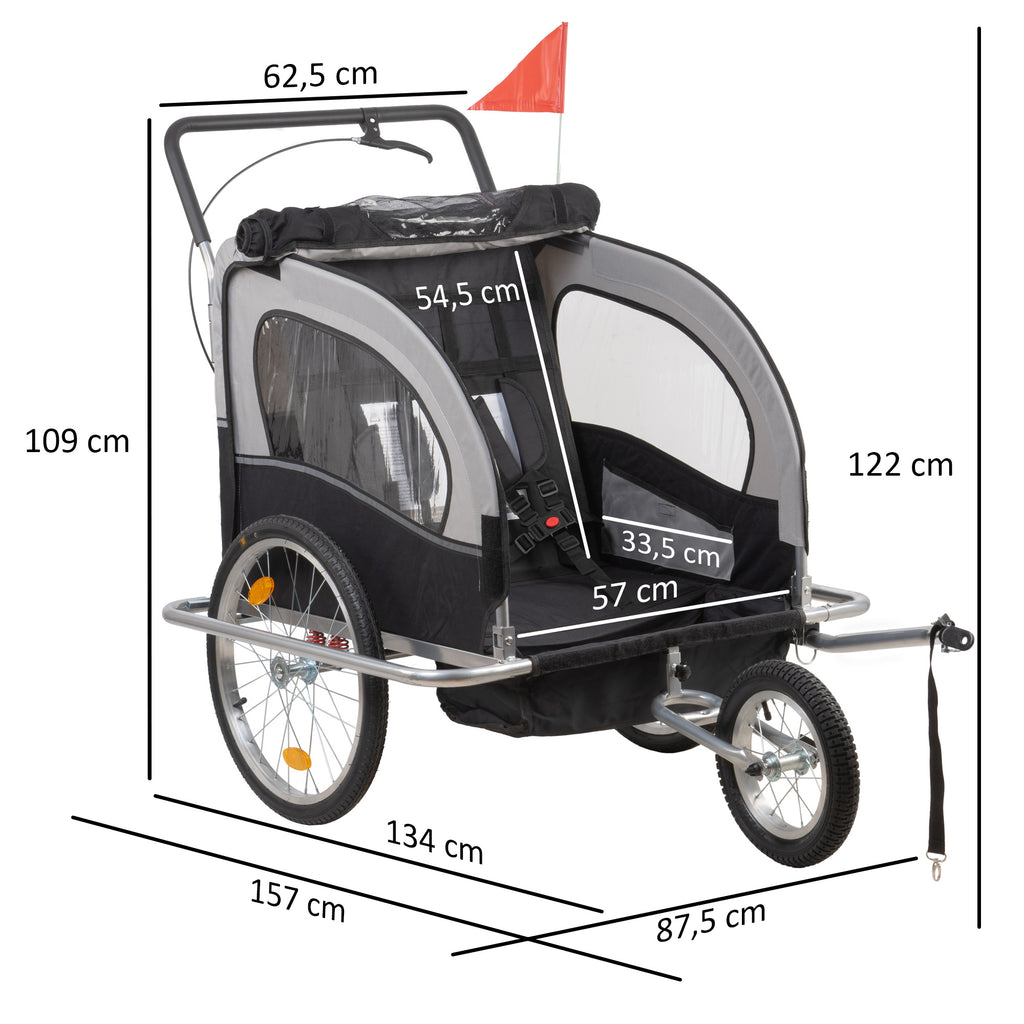 2-in-1 bicycle trailer, trailer with jogging function