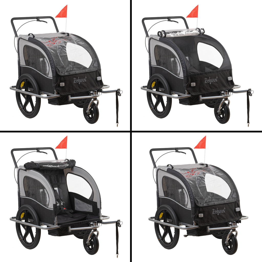 2-in-1 bicycle trailer, trailer with jogging function