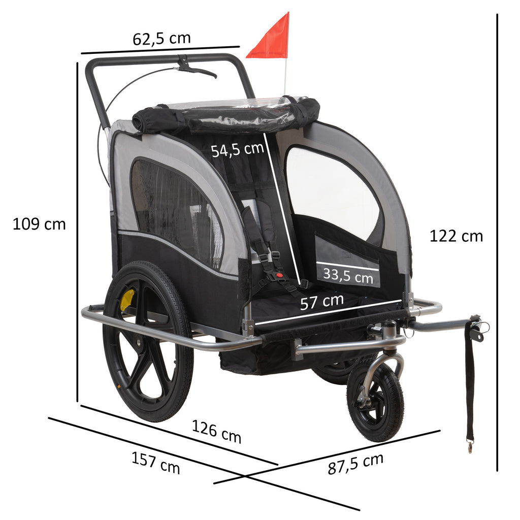 2-in-1 bicycle trailer, trailer with jogging function