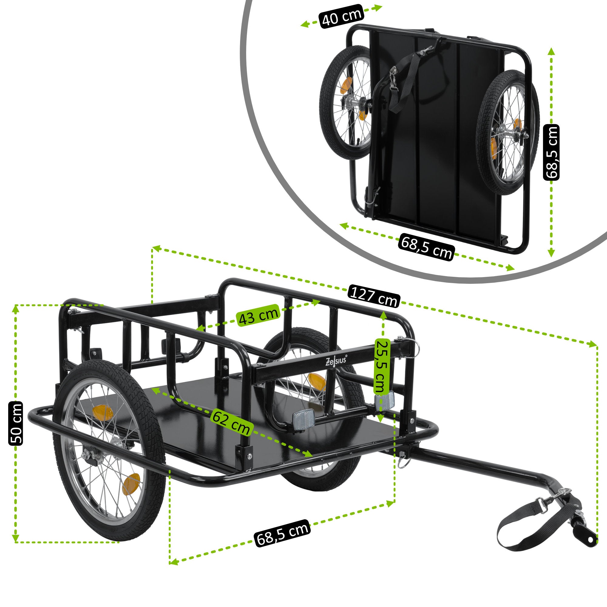 Bicycle trailer, 68 liters, foldable