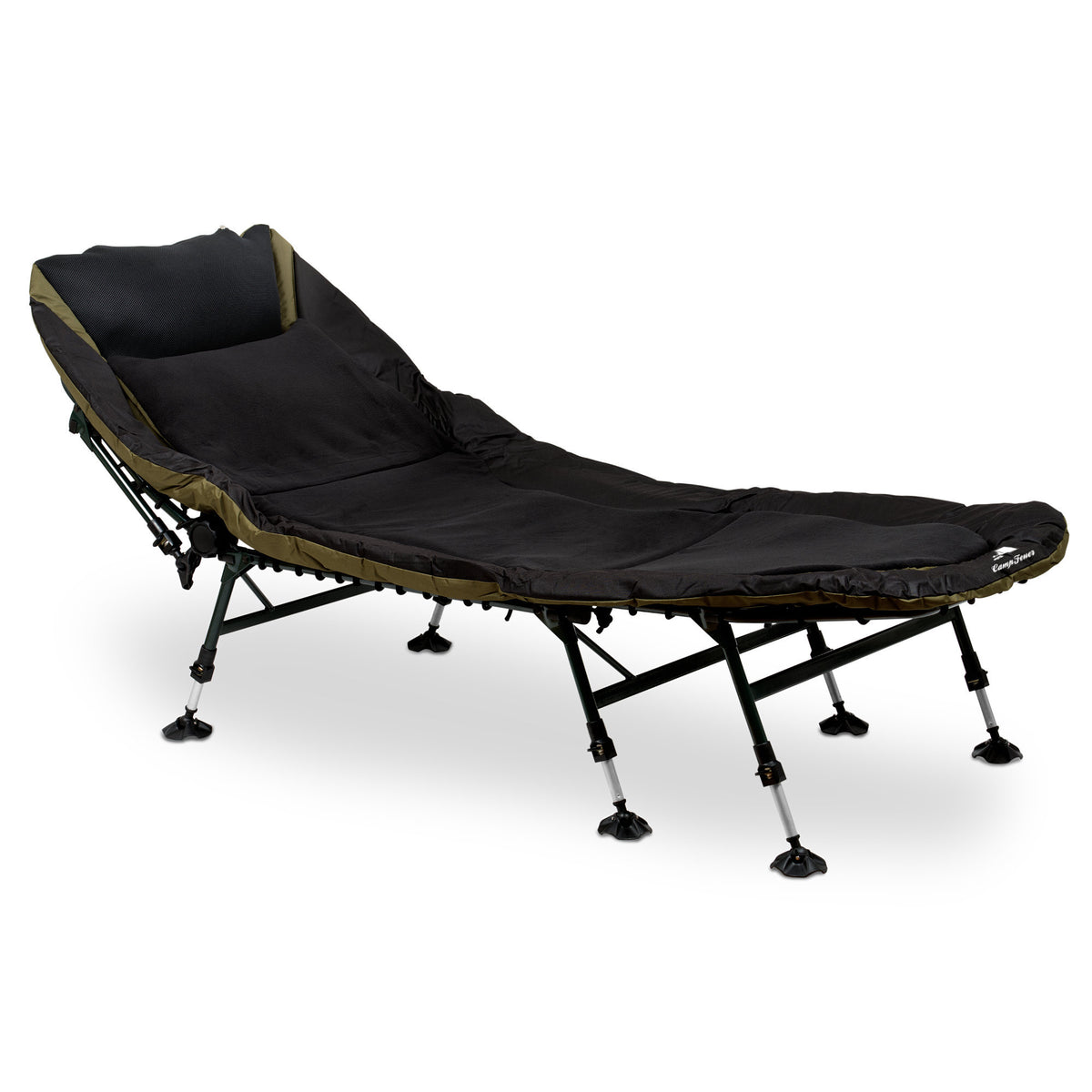 CampFeuer Angelliege Karpfenliege XXL, 210 x 85 x 45-60 cm, Komfortable Liege, Feldbett