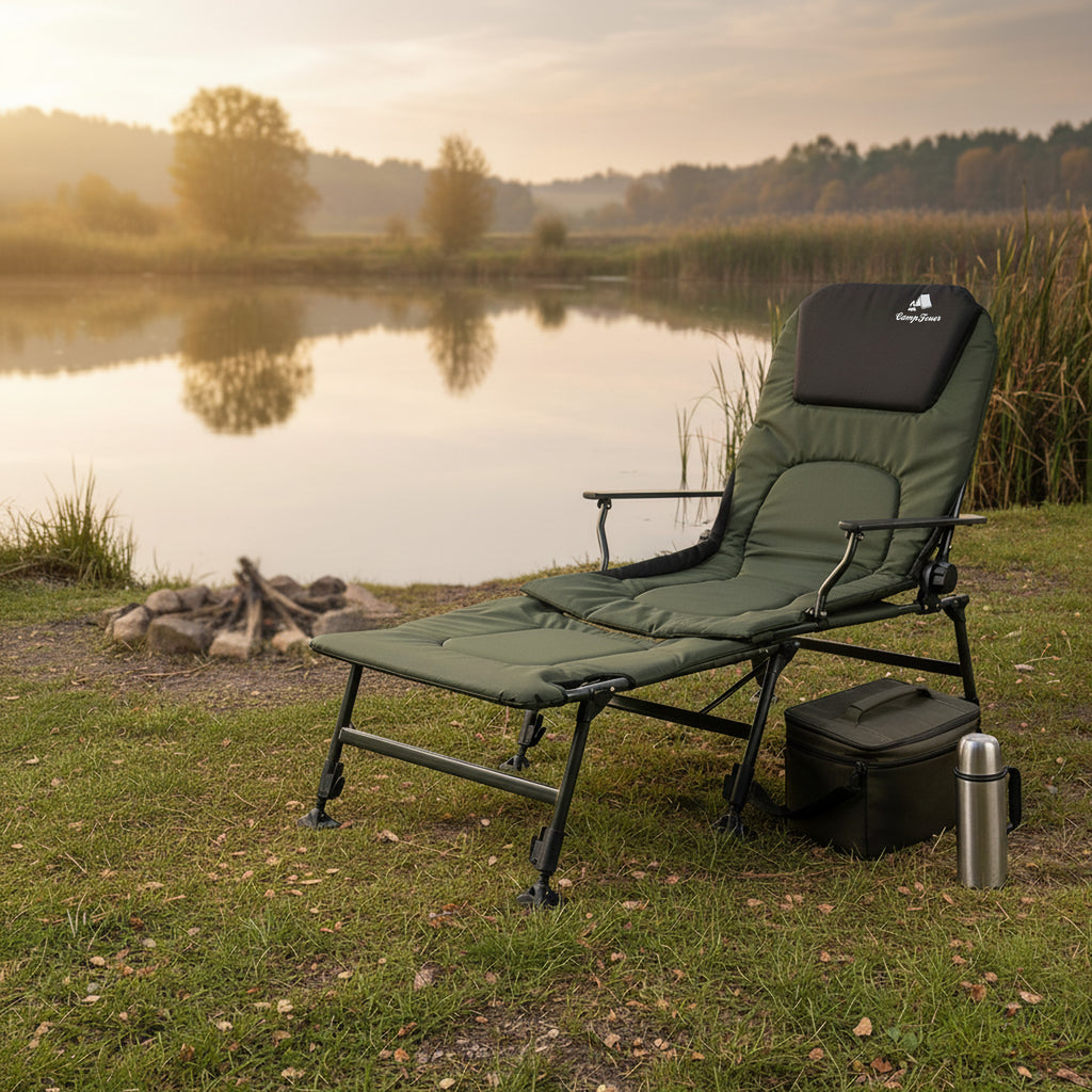 2-in-1 fishing chair, height-adjustable fishing lounger