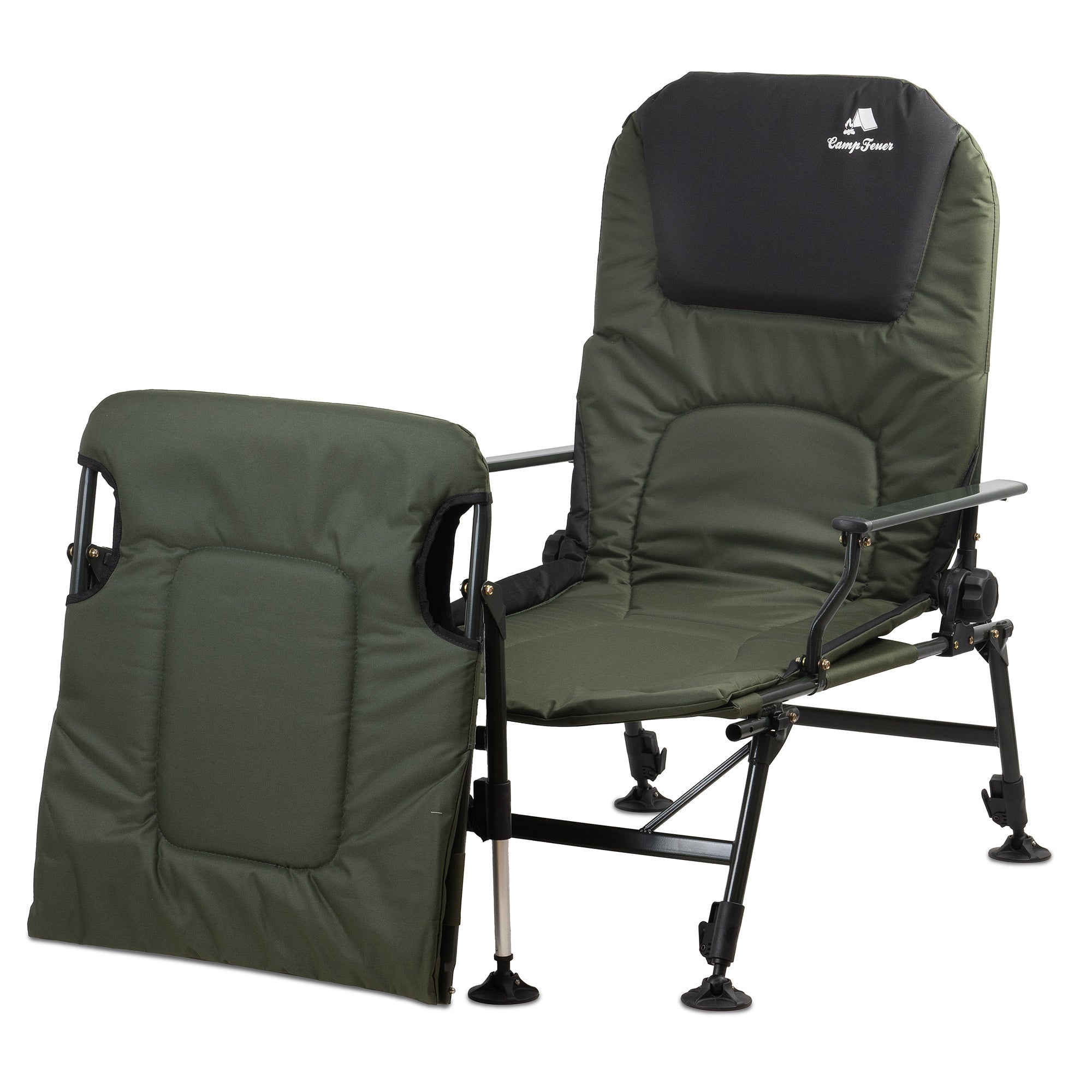 2-in-1 fishing chair, height-adjustable fishing lounger
