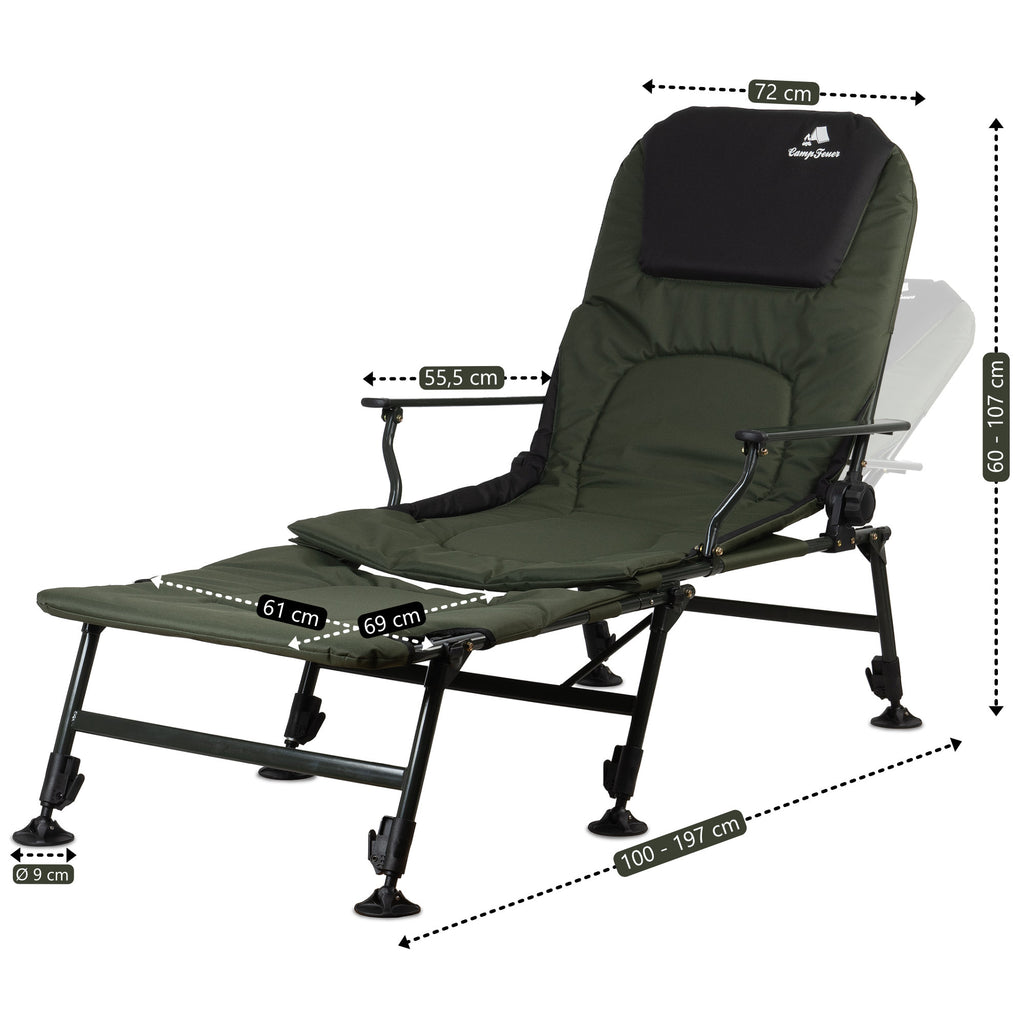 2-in-1 fishing chair, height-adjustable fishing lounger