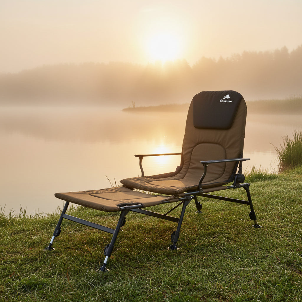 2-in-1 fishing chair, height-adjustable fishing lounger