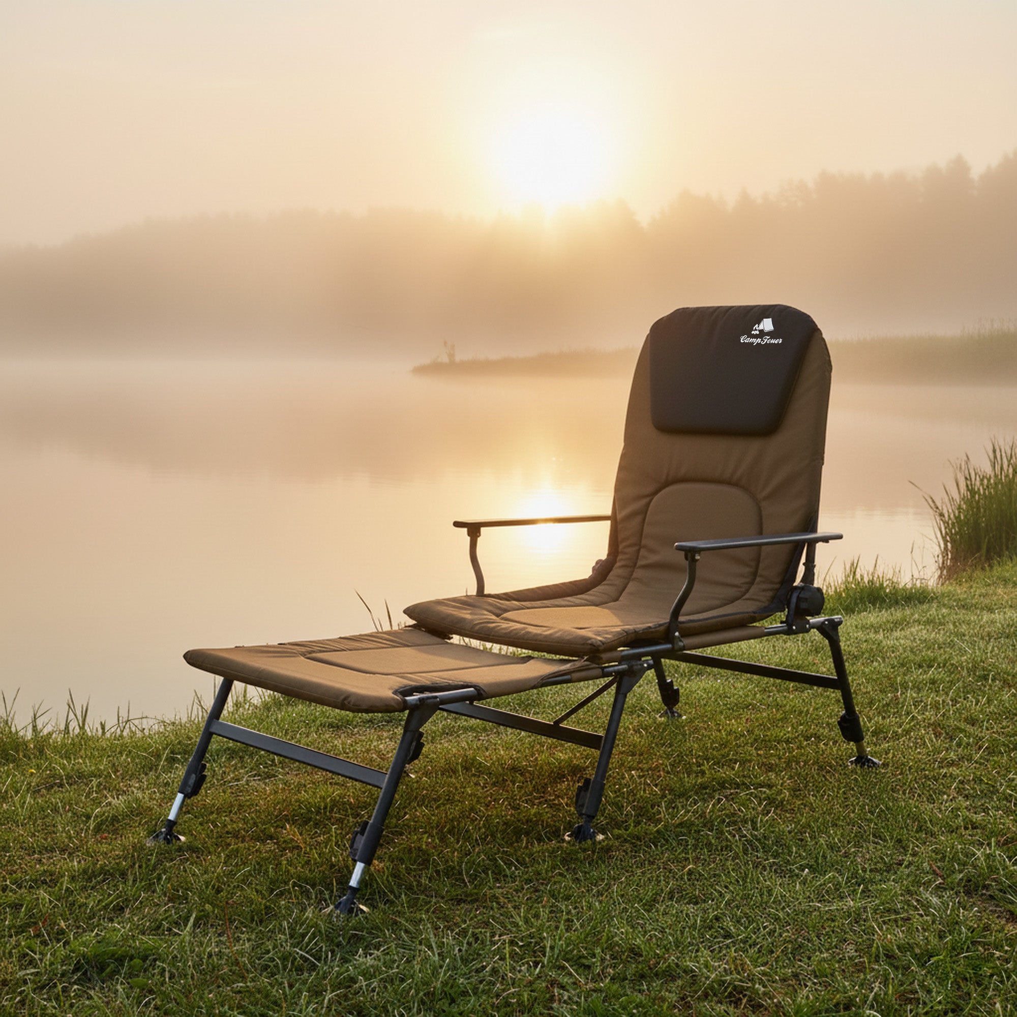 2-in-1 fishing chair, height-adjustable fishing lounger