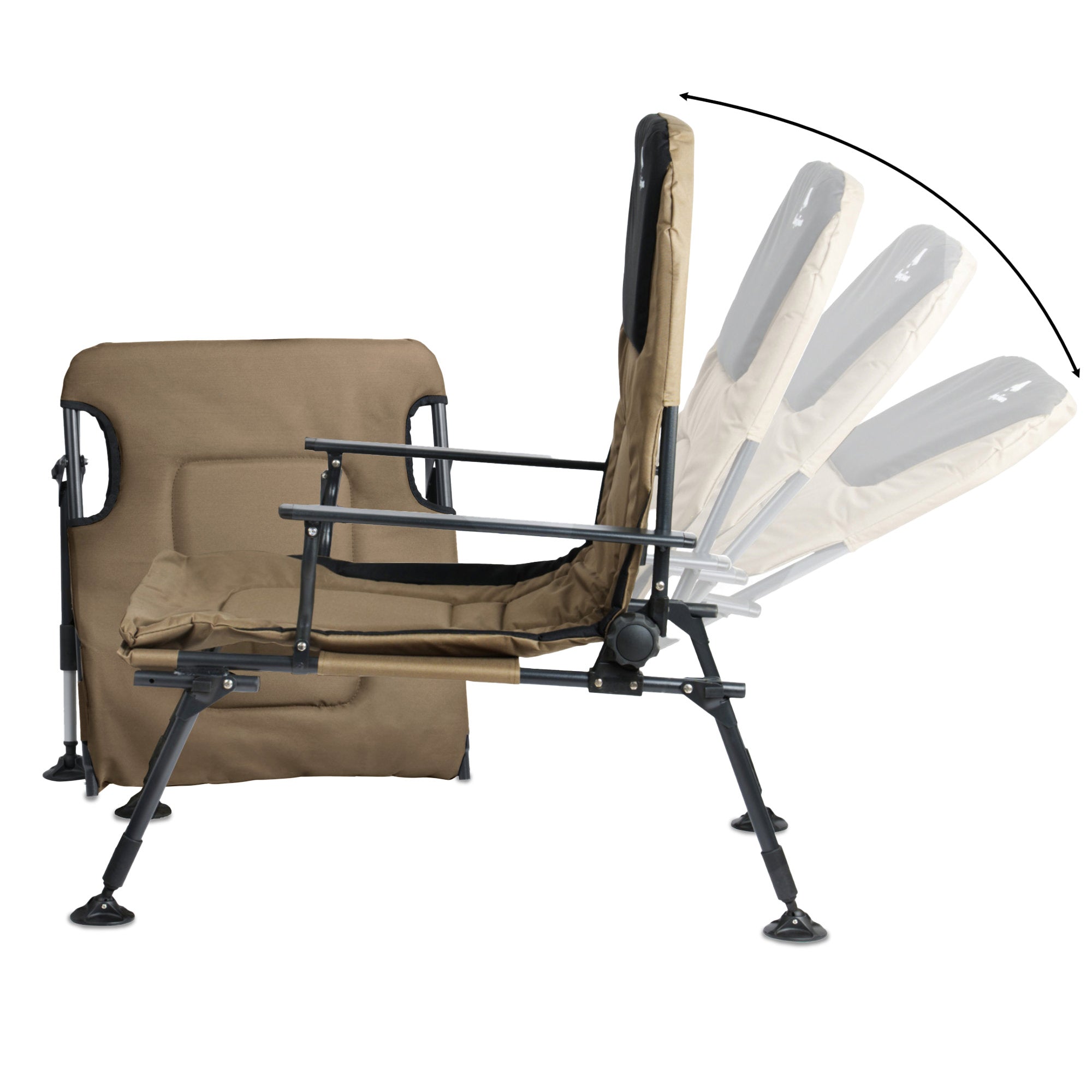 2-in-1 fishing chair, height-adjustable fishing lounger