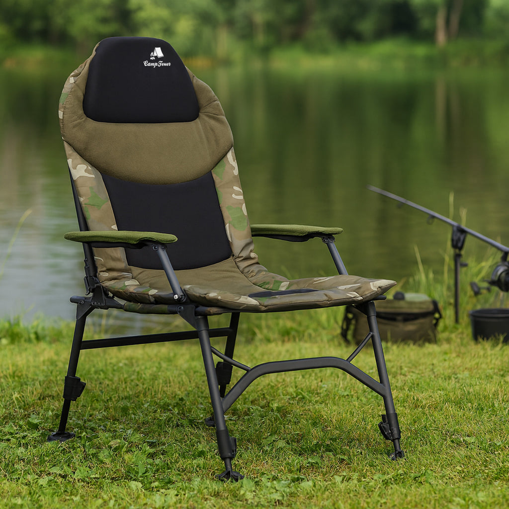 Chaise de pêche, camouflage vert olive, 100 x 60 x 120 cm