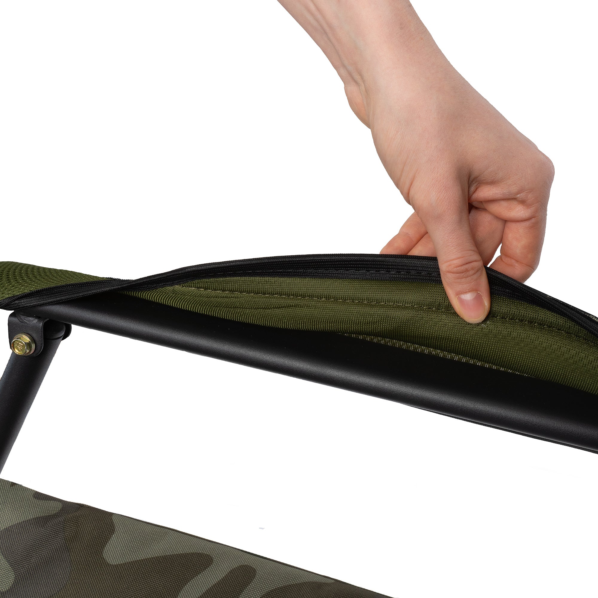 Chaise de pêche, camouflage vert olive, 100 x 60 x 120 cm