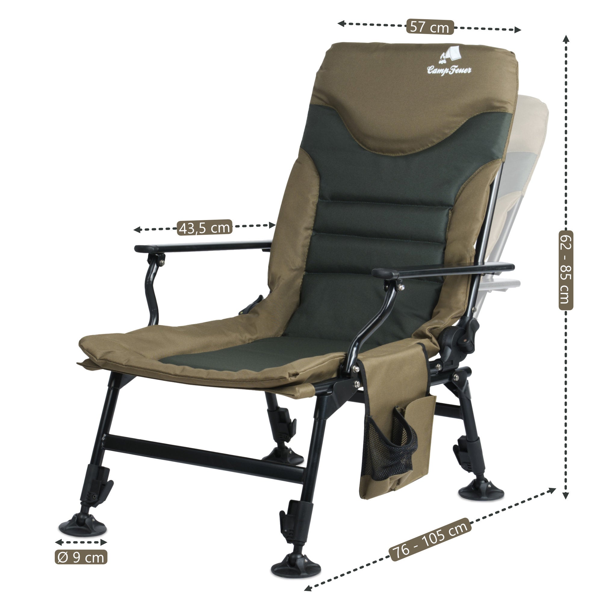 Fishing chair, foldable camping chair including bag