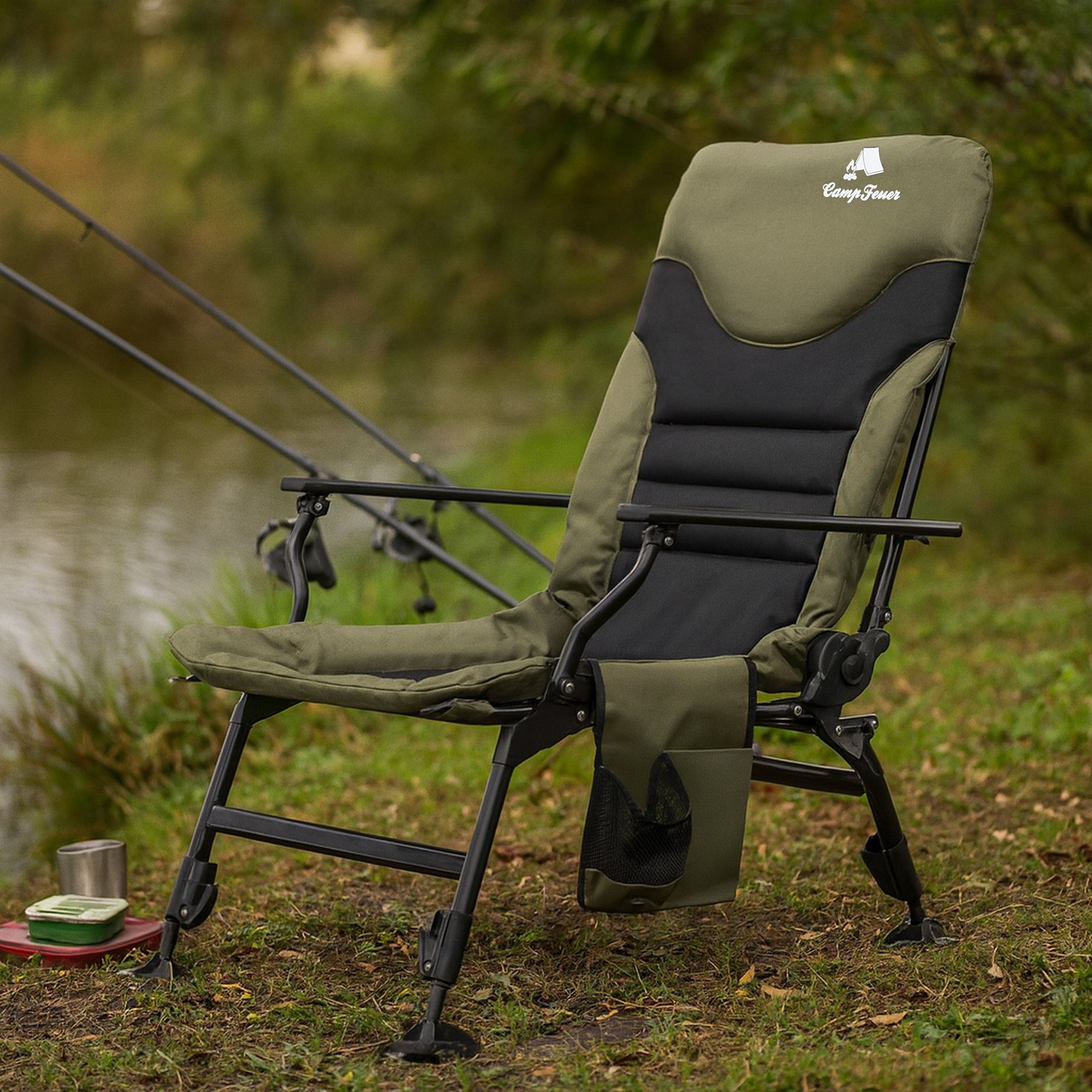 Fishing chair, foldable camping chair including bag