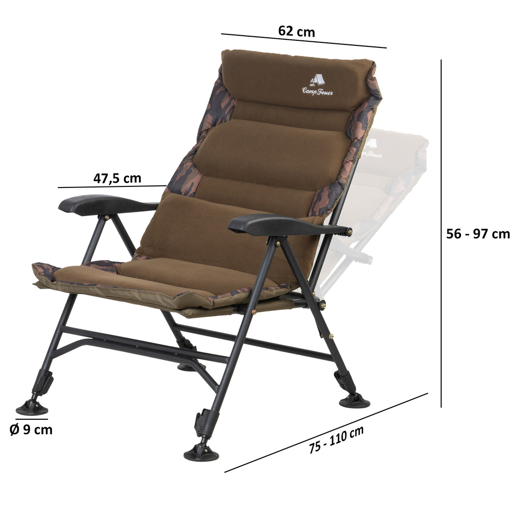 Fishing chair, camouflage brown, height adjustable