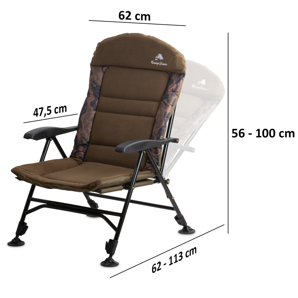 Fishing chair, camouflage brown, height adjustable