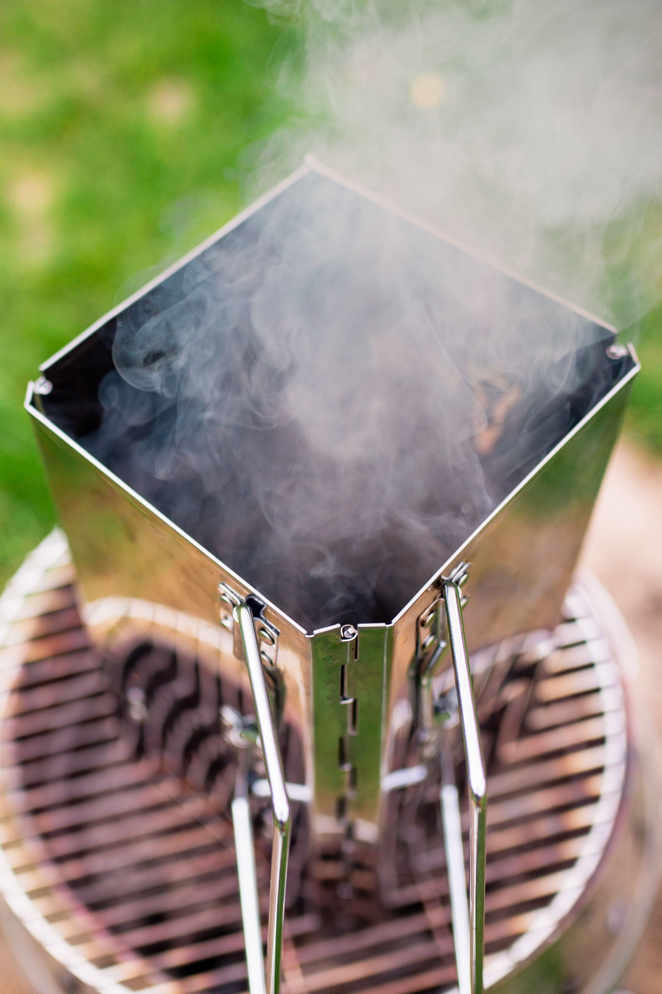 Allume-cheminée en acier inoxydable avec poignées, pliable