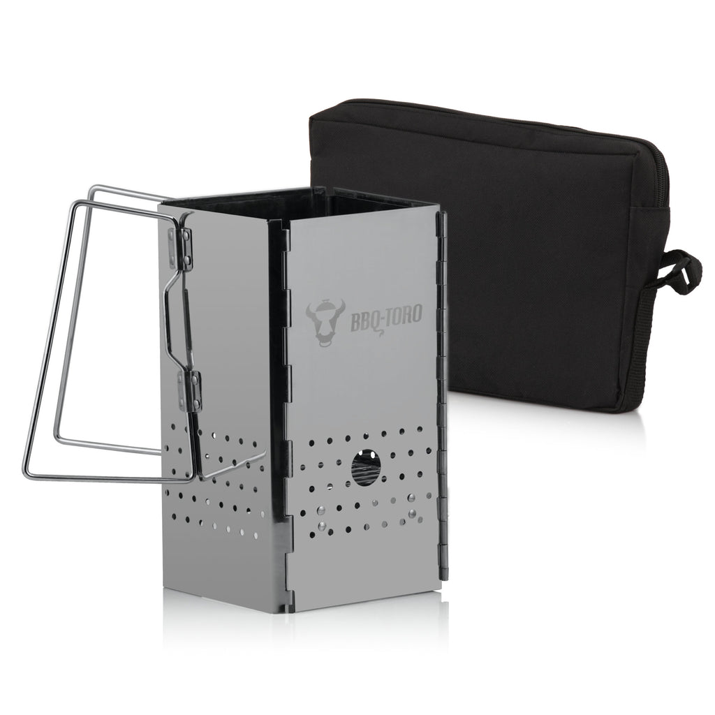 Allume-cheminée en acier inoxydable avec poignées, pliable