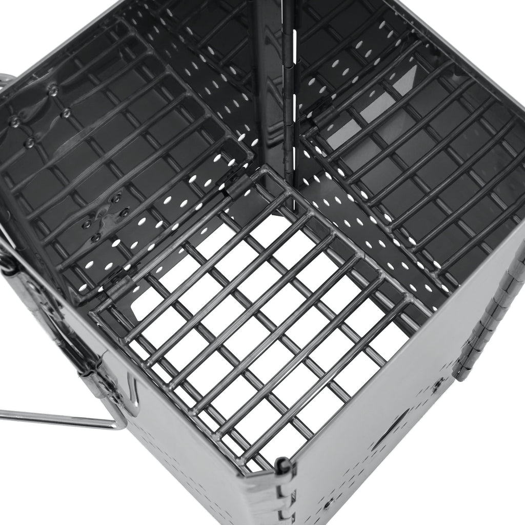 Allume-cheminée en acier inoxydable avec poignées, pliable