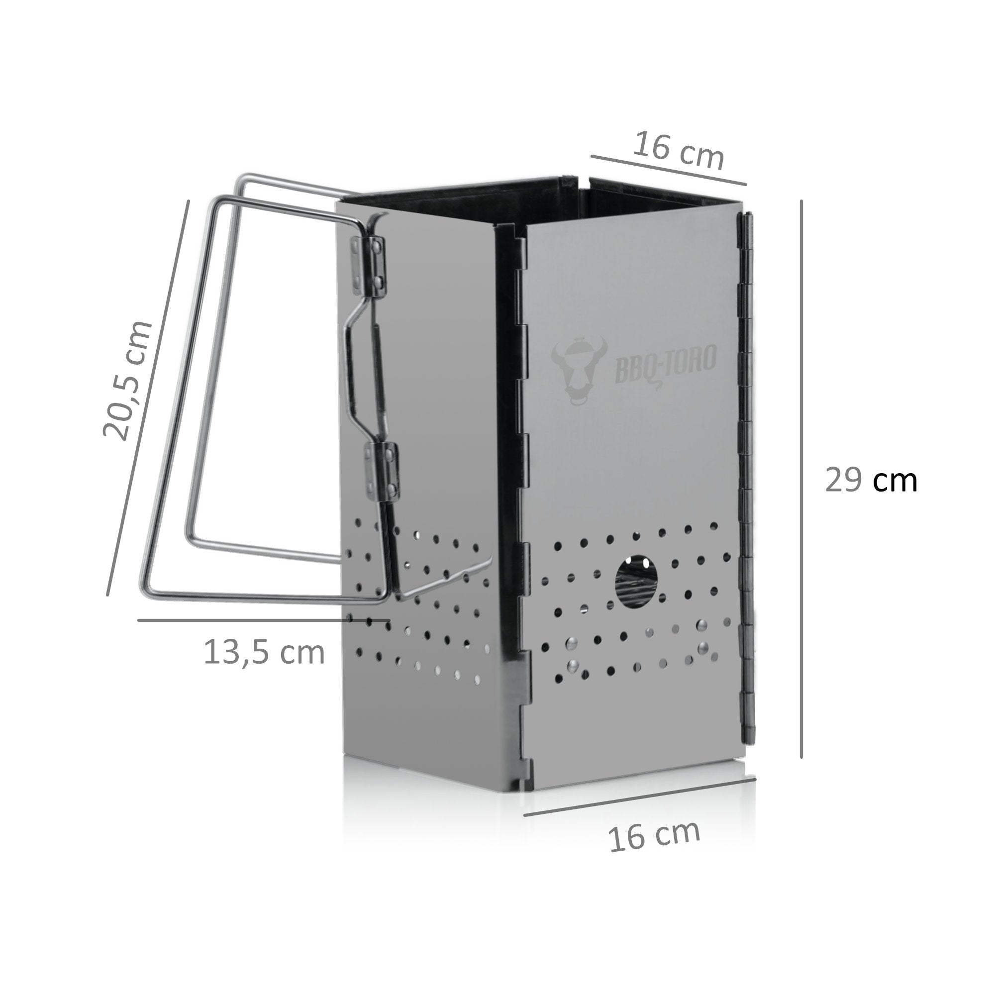 Allume-cheminée en acier inoxydable avec poignées, pliable