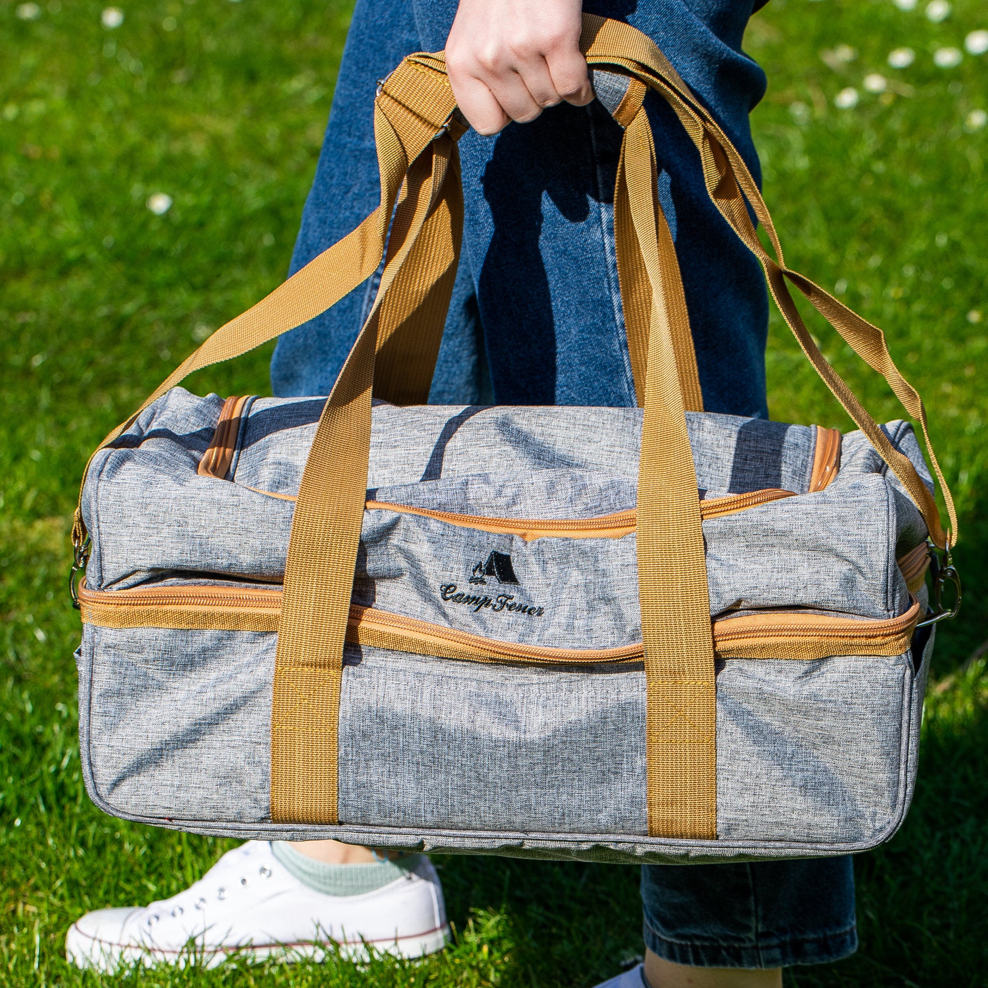 Picnic bag, grey, 20 pieces, for 4 people