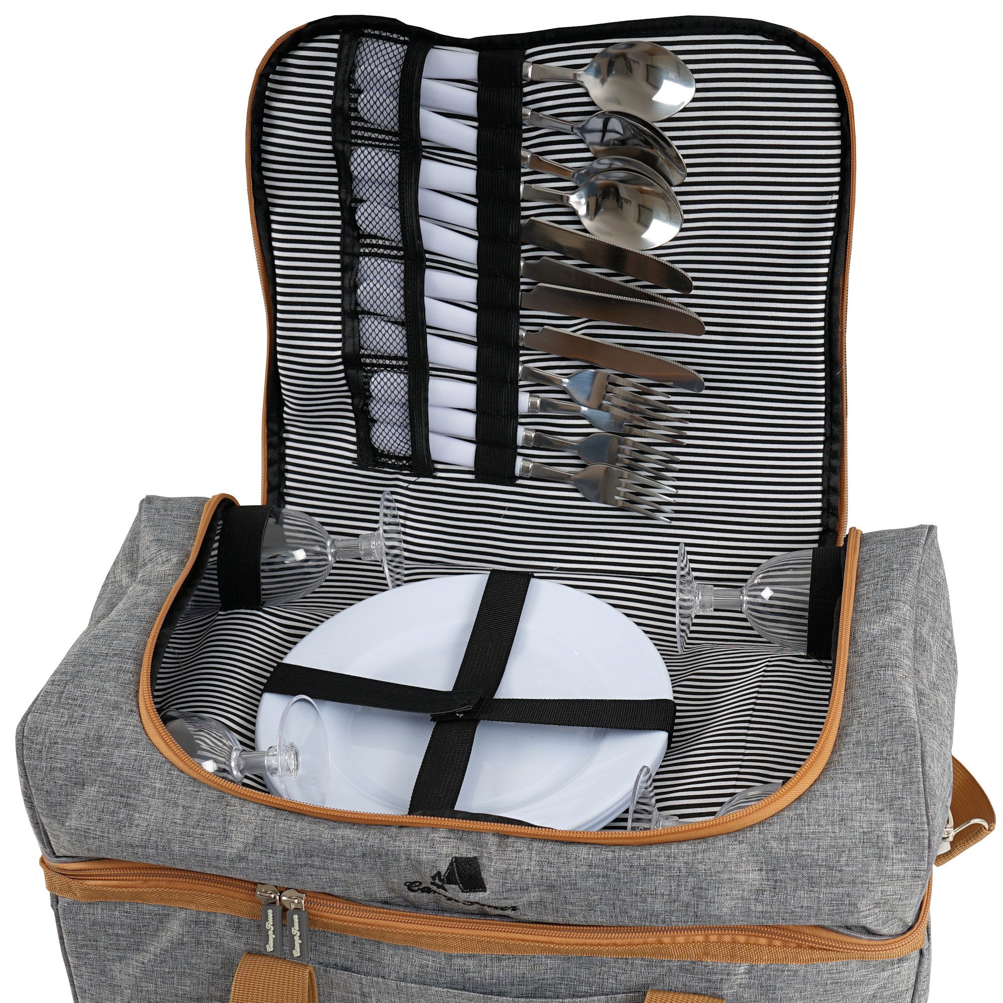 Picnic bag, grey, 20 pieces, for 4 people