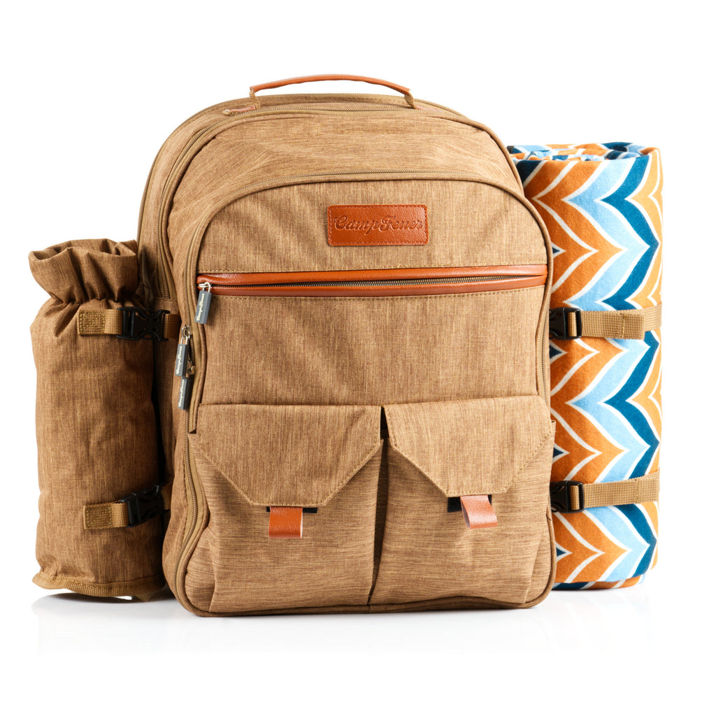 Sac à dos de pique-nique marron, 32 pièces, pour 4 personnes