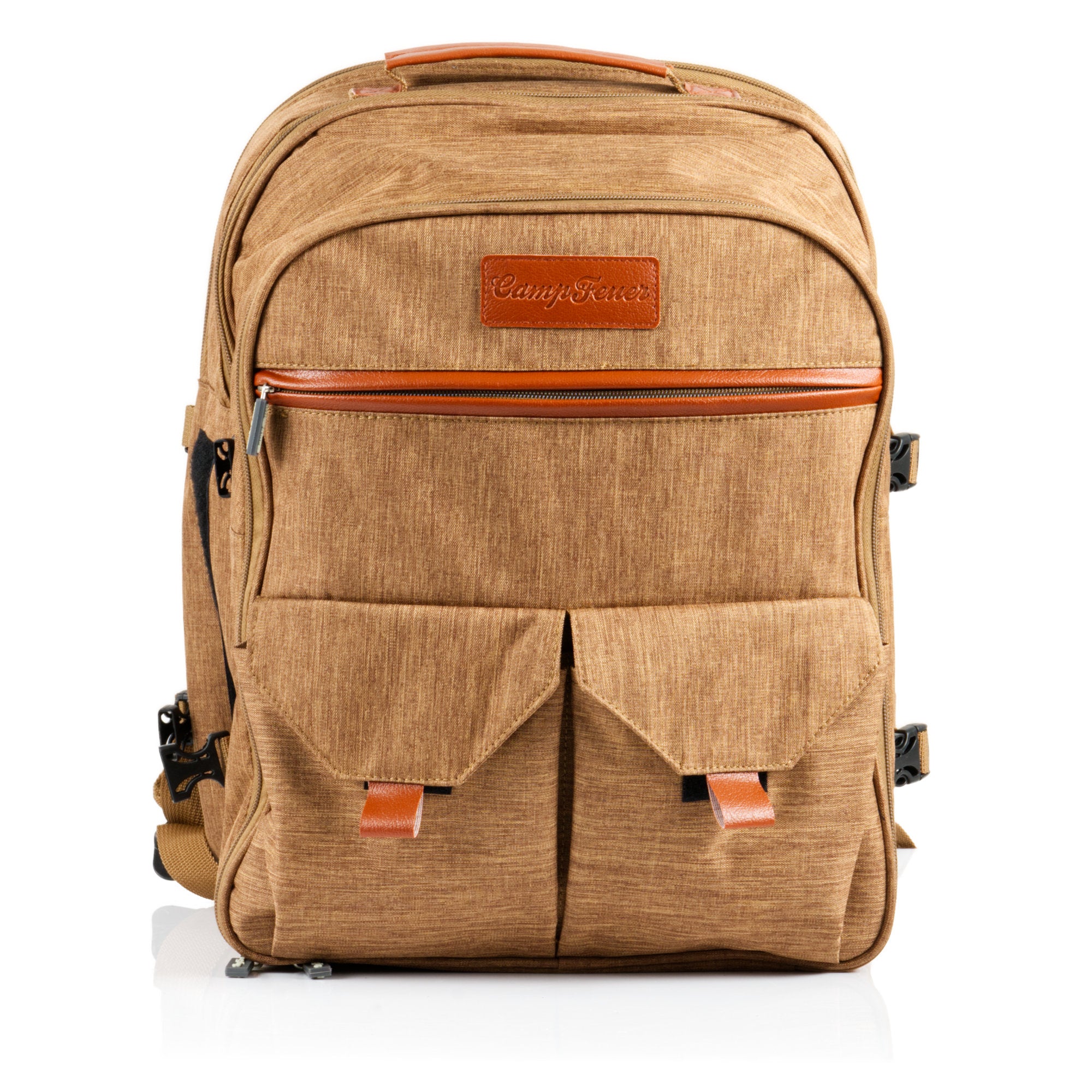 Picnic backpack, brown, 32 pieces, for 4 people