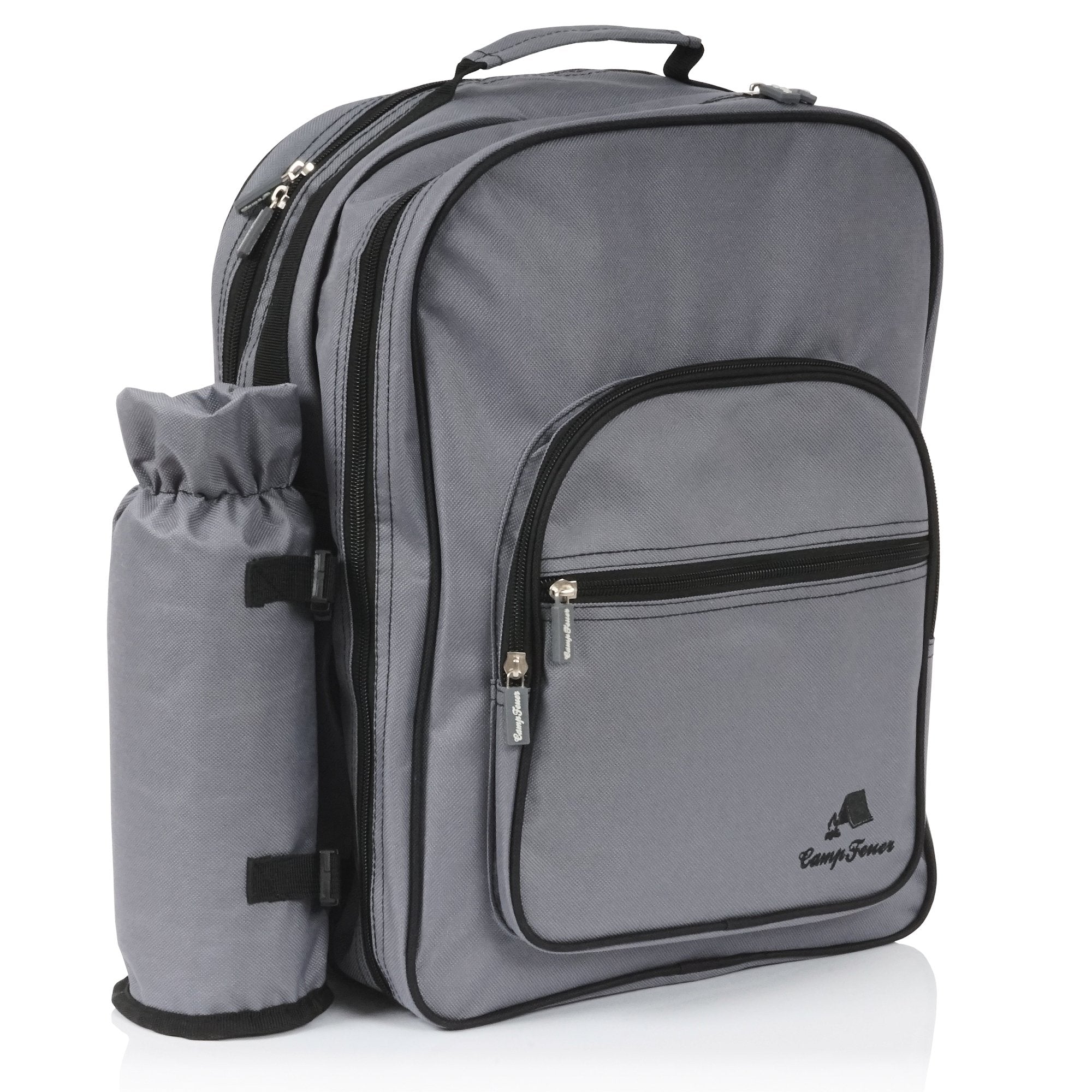 Picnic backpack, grey, 31 pieces, for 4 people