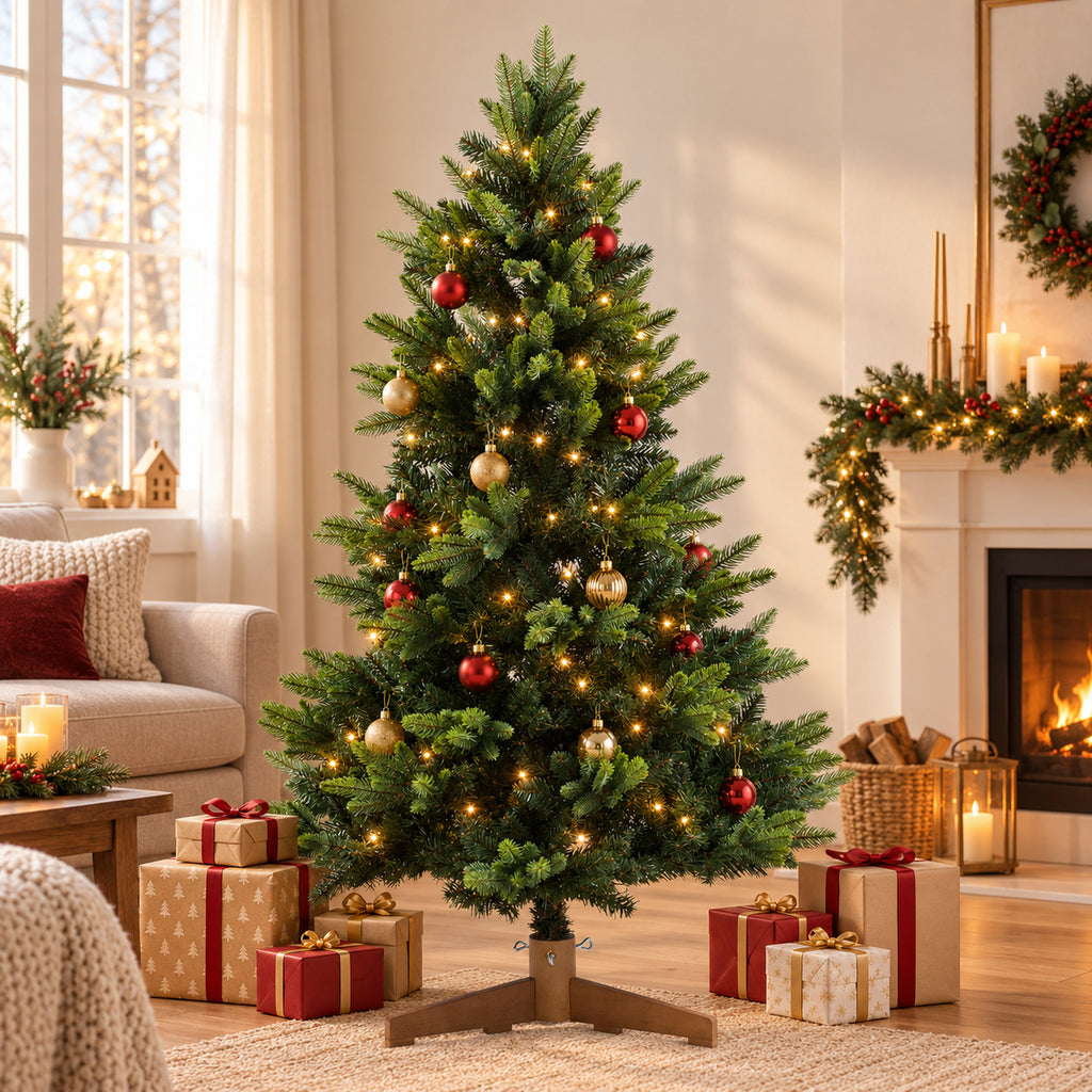 Künstlicher Weihnachtsbaum mit Holzständer