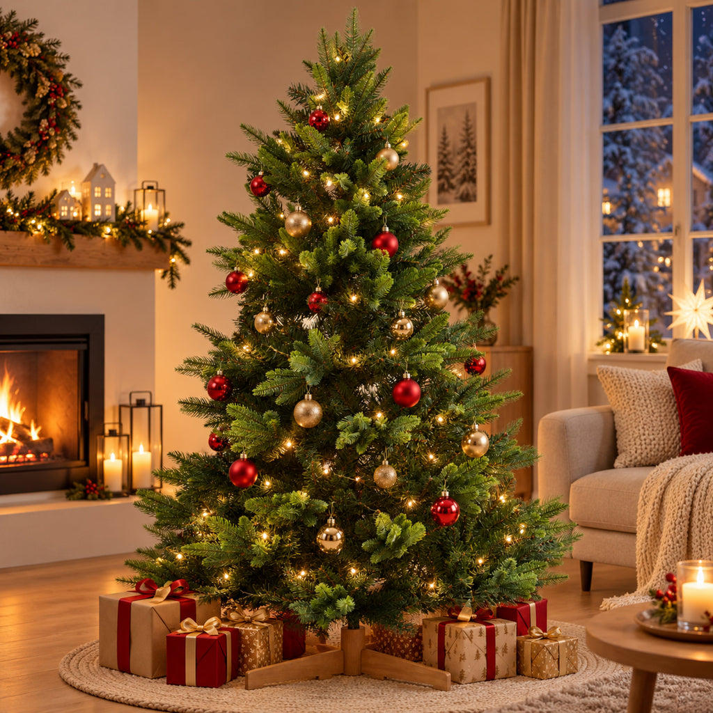 Künstlicher Weihnachtsbaum mit Holzständer