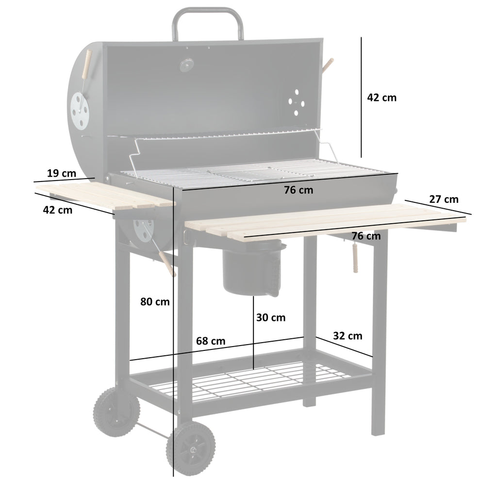 Charcoal grill trolley, Ø 42 x (L) 80 cm