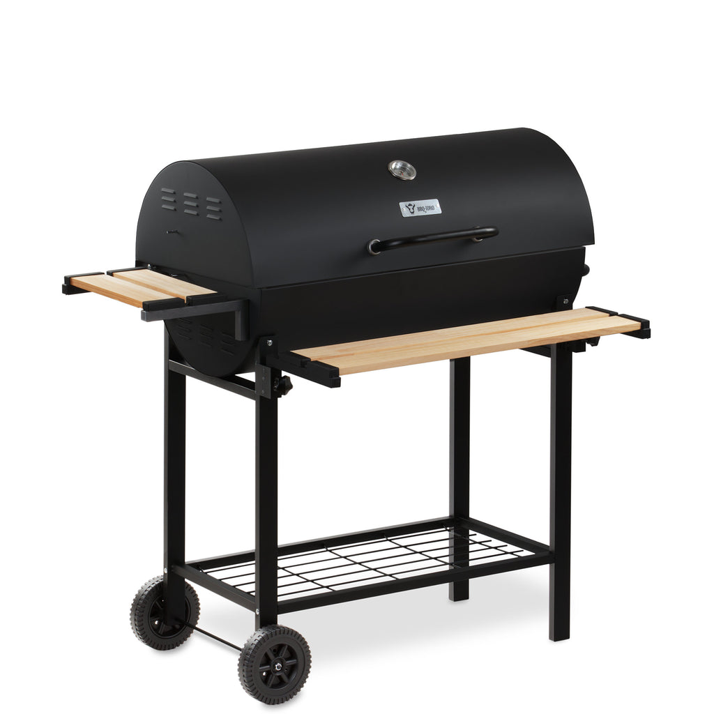 Charcoal grill cart, mobile, including thermometer