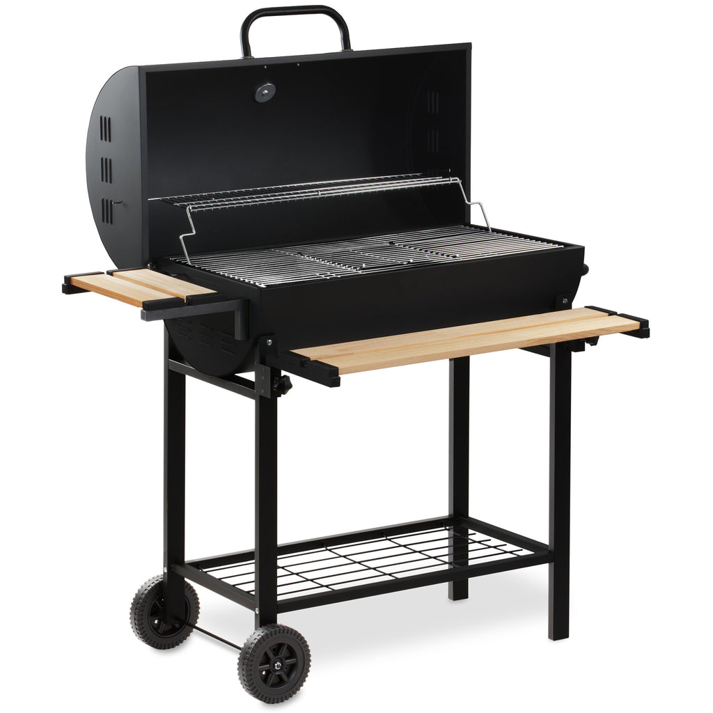 Charcoal grill cart, mobile, including thermometer
