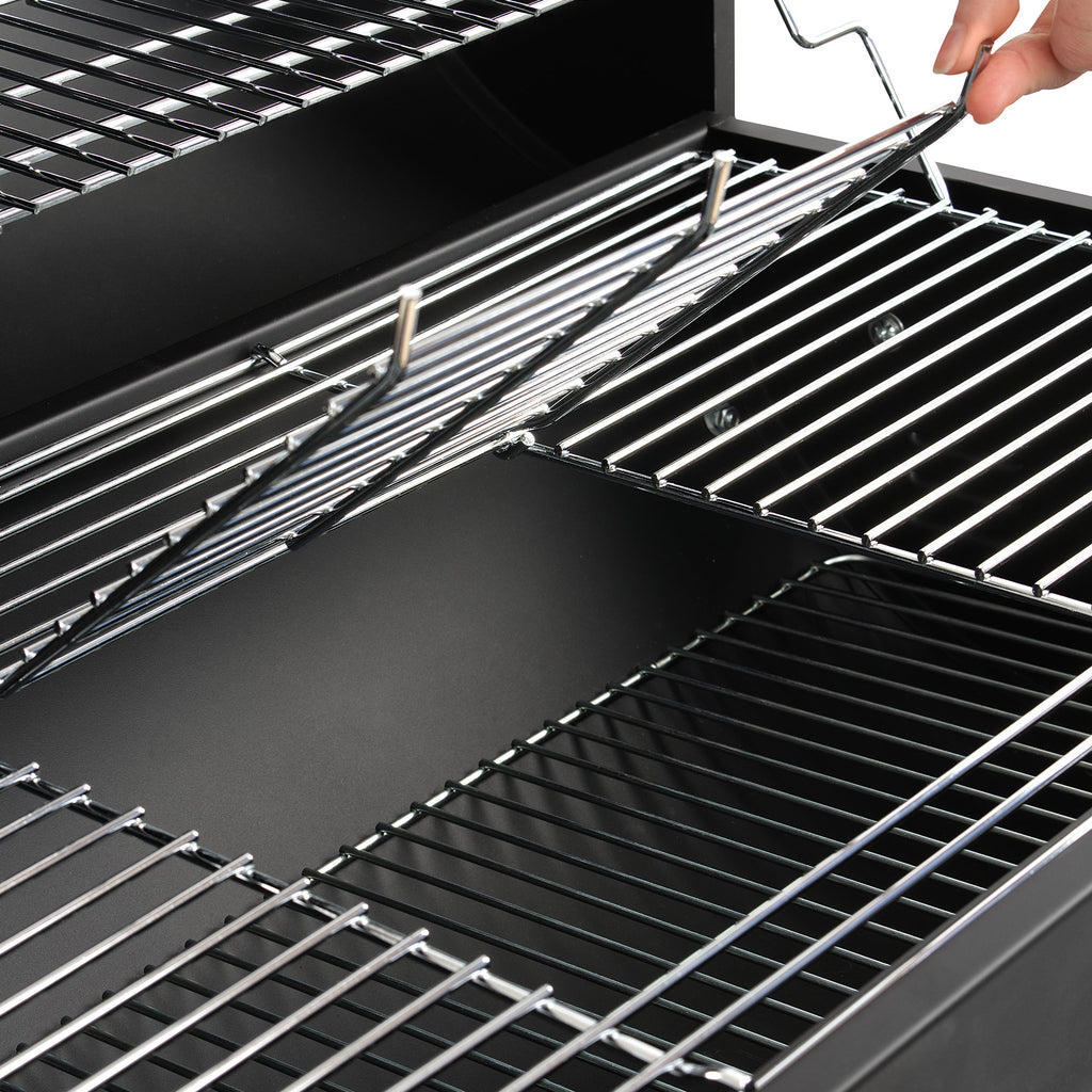 Charcoal grill cart, mobile, including thermometer