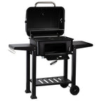 Chariot pour barbecue au charbon de bois, bac à charbon réglable en hauteur, avec thermomètre