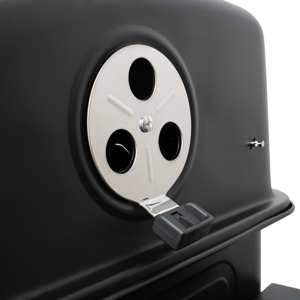 Charcoal grill cart, height-adjustable charcoal tray, including thermometer