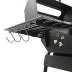 Holzkohle Grillwagen, 122 x 60 x 96 cm, mit Thermometer und Sichtfenster