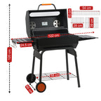 Holzkohle Grillwagen, 122 x 60 x 96 cm, mit Thermometer und Sichtfenster