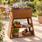 Holzkohle Grillwagen und Feuerstelle 2in1, Rostoptik, 77 x 44 x 84 cm, inkl. Grillrost und Grillplatte Gusseisen
